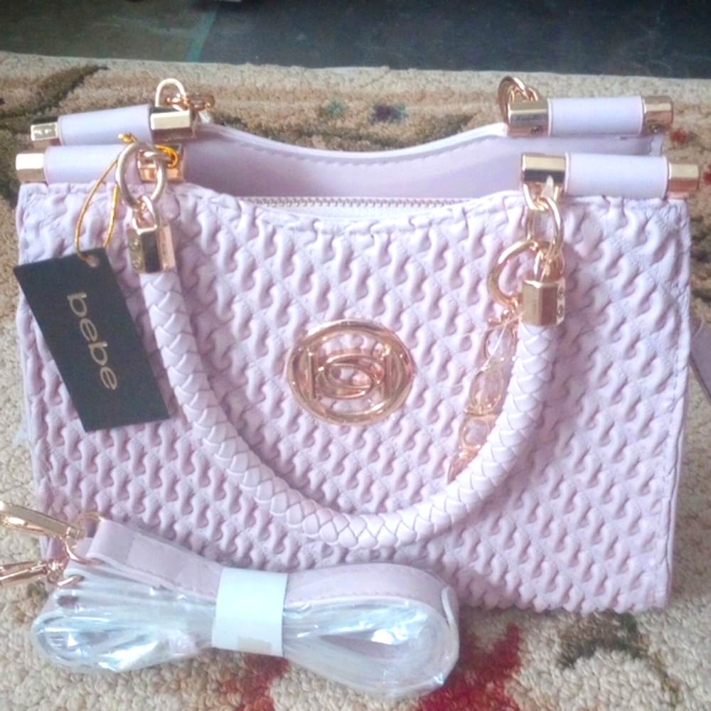 PRICE🔽Bebe Mini Shopper with Textured Design and Gold Accents
